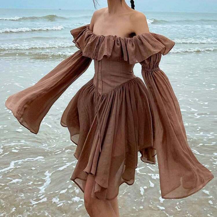 Mocha Brown Mini Dress MAUVSTUDIO Mocha Brown Mini Dress MAUVSTUDIO