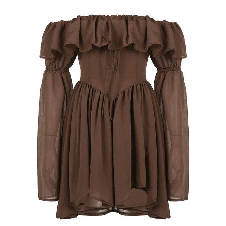 aesthetic brown dress Brown Day Dresses