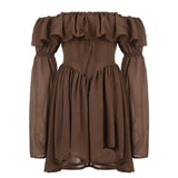 Mocha Brown Mini Dress-Dresses - Mini-MAUV STUDIO-STREETWEAR-Y2K-CLOTHING