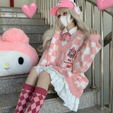 My Melody Buttoned Pink Cardigan-Pink-S-Mauv Studio