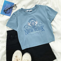 NY Embroidered Tee-Tops-MAUV STUDIO-STREETWEAR-Y2K-CLOTHING