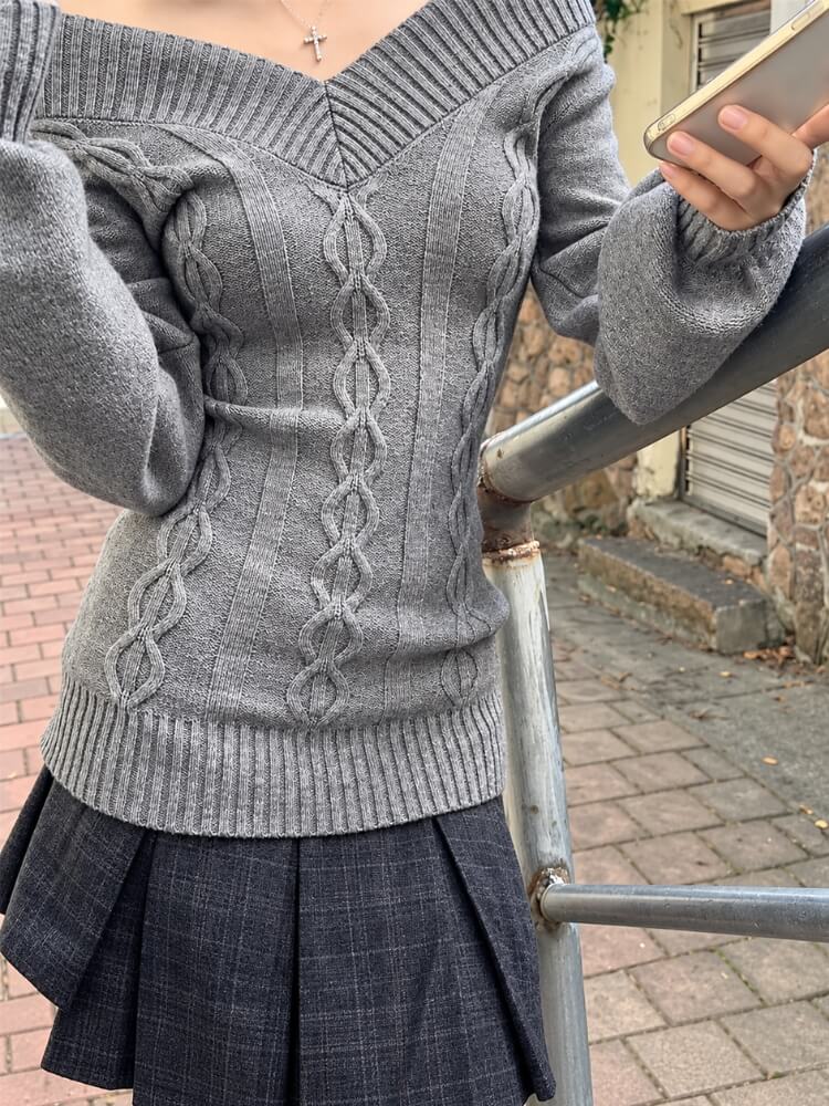 Off Shoulder Cable Sweater