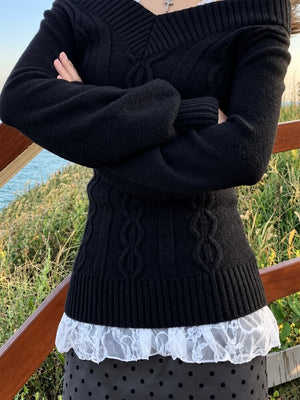 Off Shoulder Cable Sweater