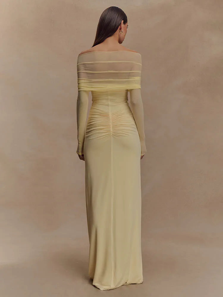 Off Shoulder Cut Out Maxi Dress view 4 | MAUVSTUDIO®