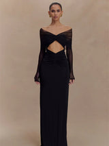 Off Shoulder Cut Out Maxi Dress view 12 | MAUVSTUDIO®