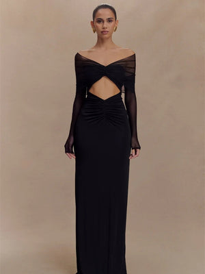 Off Shoulder Cut Out Maxi Dress view 12 | MAUVSTUDIO®