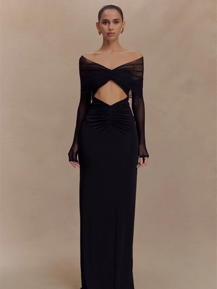 Off Shoulder Cut Out Maxi Dress view 12 | MAUVSTUDIO®