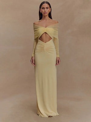Off Shoulder Cut Out Maxi Dress view 9 | MAUVSTUDIO®