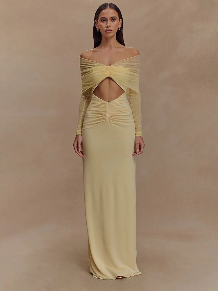 Off Shoulder Cut Out Maxi Dress view 9 | MAUVSTUDIO®