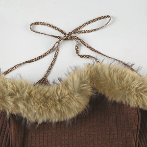 Off Shoulder Faux Fur Top – MAUVSTUDIO®