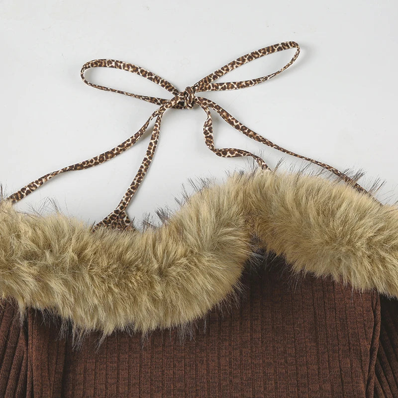 Off Shoulder Faux Fur Top – MAUVSTUDIO®