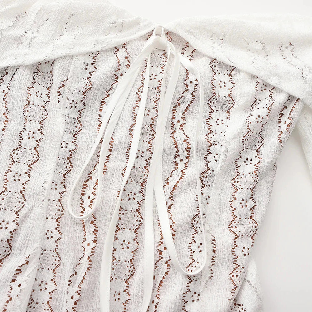 Off-Shoulder Lace Maxi Dress view 5 | MAUVSTUDIO®