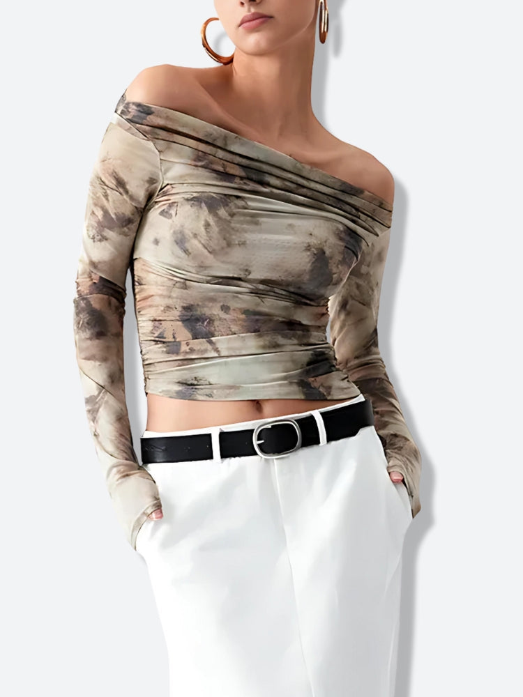 Off Shoulder Ruched Mesh Top – MAUV STUDIO®® – MAUVSTUDIO®