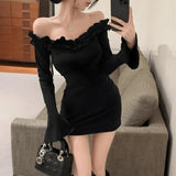 Off Shoulder Ruffle Mini Dress view 16 | MAUVSTUDIO®