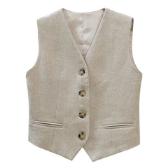 Old Money Aesthetic Linen Vest-Vest-MAUV STUDIO-STREETWEAR-Y2K-CLOTHING