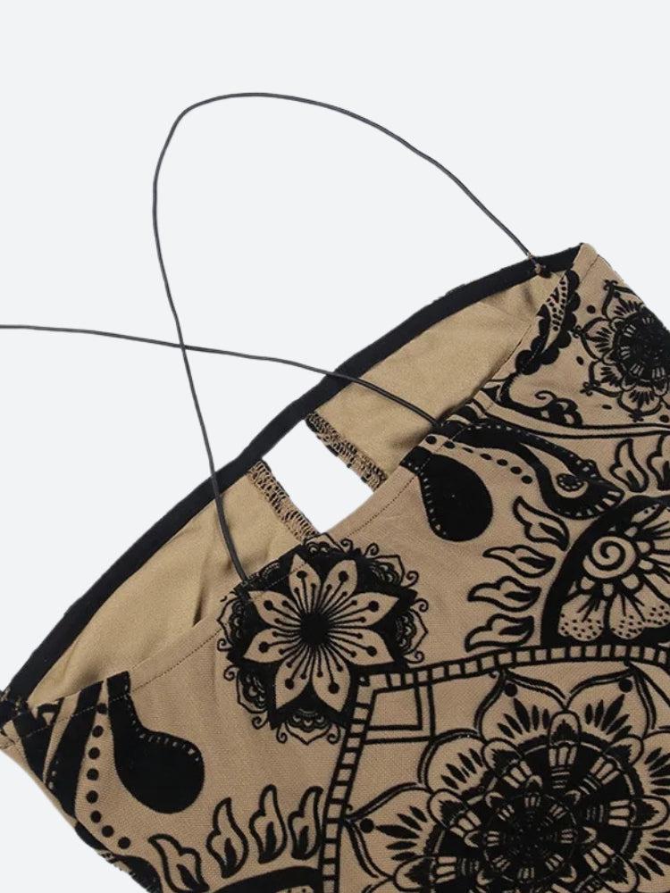 Paisley Cut Out Mini Dress view 4 | MAUVSTUDIO®