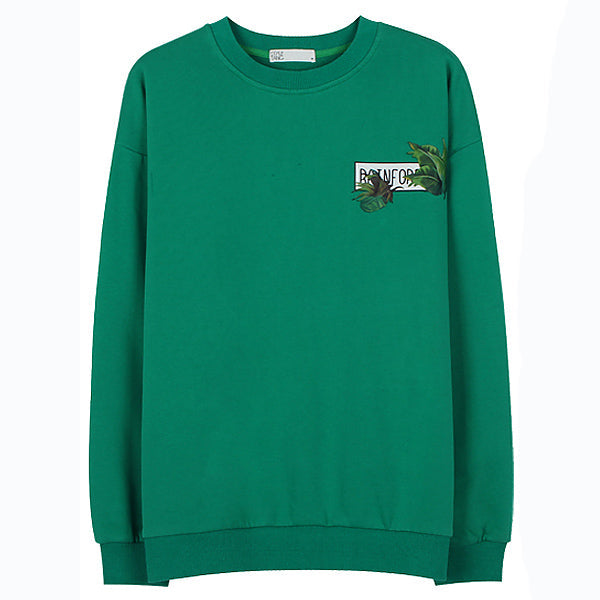 Palm Leaf Checker Sweatshirt-Sweaters-MAUV STUDIO-STREETWEAR-Y2K-CLOTHING