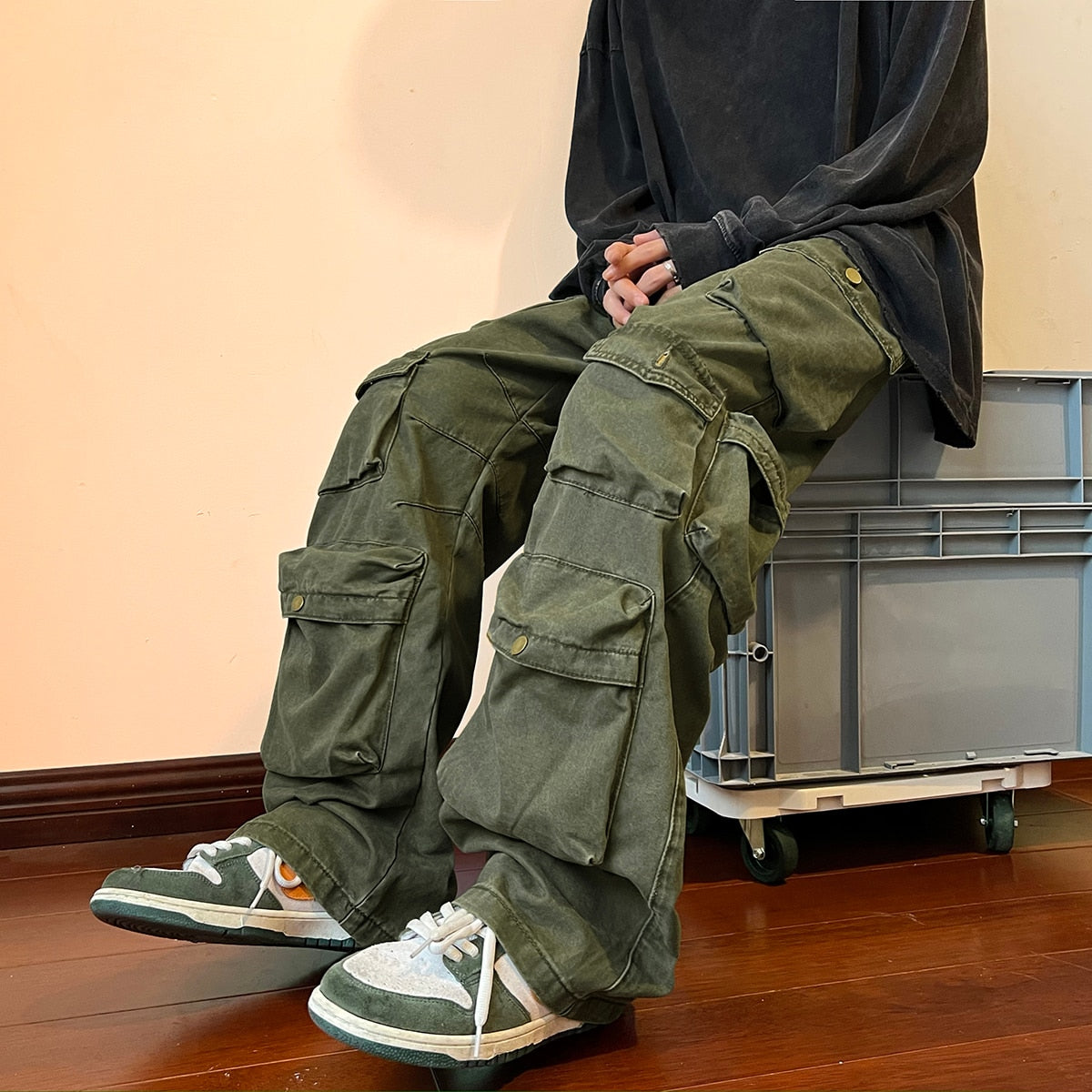 Pantalon Cargo Multi-poches - Style Vintage Streetwear-Cargos-MAUV STUDIO-STREETWEAR-Y2K-CLOTHING