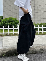 Pantalon cargo baggy vintage à poches plissées-Cargos-MAUV STUDIO-STREETWEAR-Y2K-CLOTHING