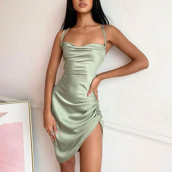 Parisian Lace Up Satin Dress MAUVSTUDIO Parisian Lace Up Satin Dress MAUVSTUDIO
