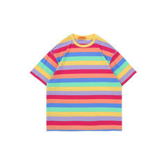 Pastel Oversized Stripe T-Shirt-T-Shirts-MAUV STUDIO-STREETWEAR-Y2K-CLOTHING