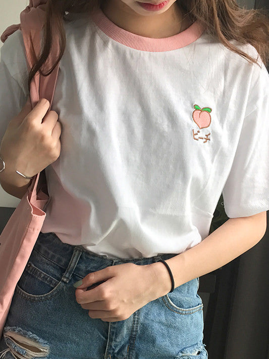 Peach Tee-T-Shirts-MAUV STUDIO-STREETWEAR-Y2K-CLOTHING