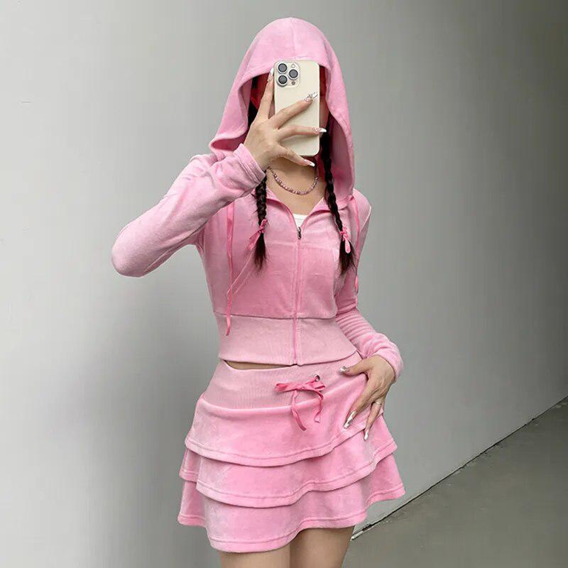 Pink Aesthetic Skirt \u0026 Hoodie Two Piece Set - Mauv Studio – MAUV STUDIO®