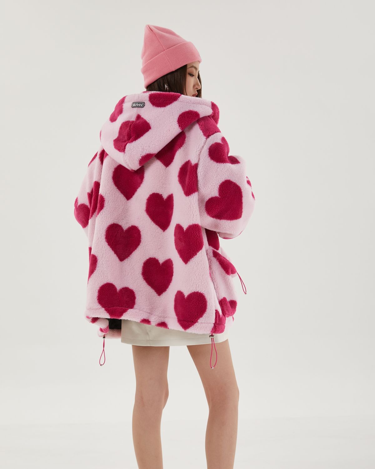 Pink-Heart-Pattern-Hooded-