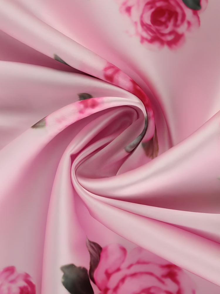 Pink Rose Satin Maxi Dress view 4 | MAUVSTUDIO®