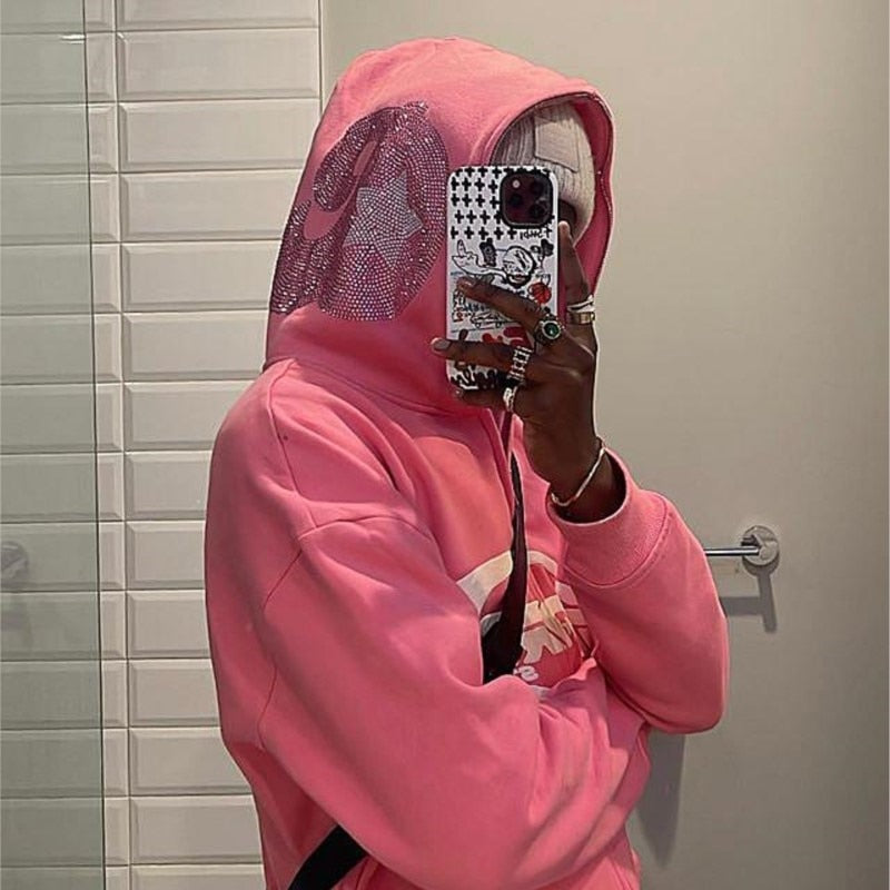 Pink full zip hoodie-MAUV STUDIO-STREETWEAR-Y2K-CLOTHING