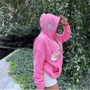 Pink full zip hoodie-MAUV STUDIO-STREETWEAR-Y2K-CLOTHING