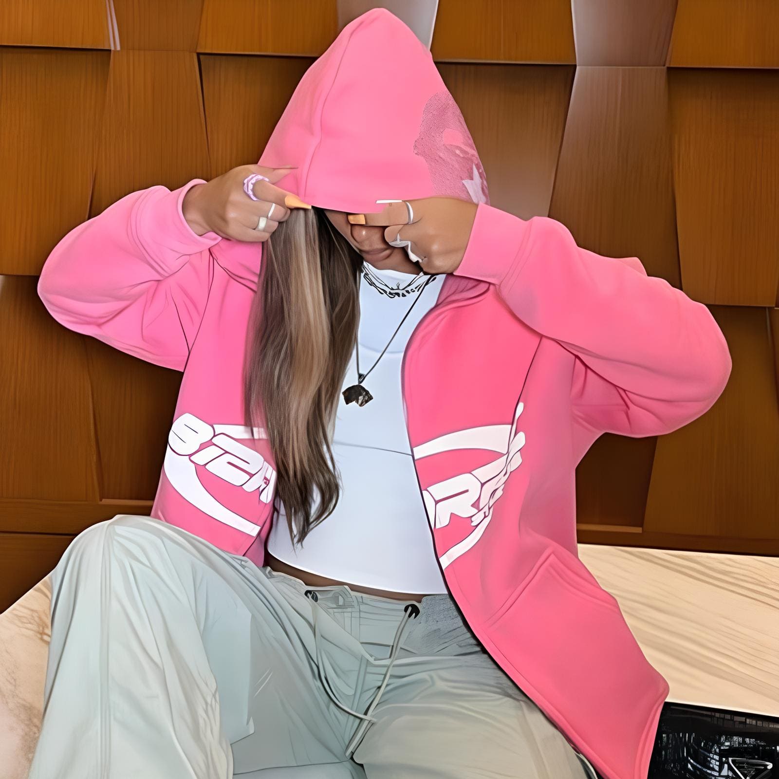 Pink full zip hoodie - Mauv Studio – MAUV STUDIO®