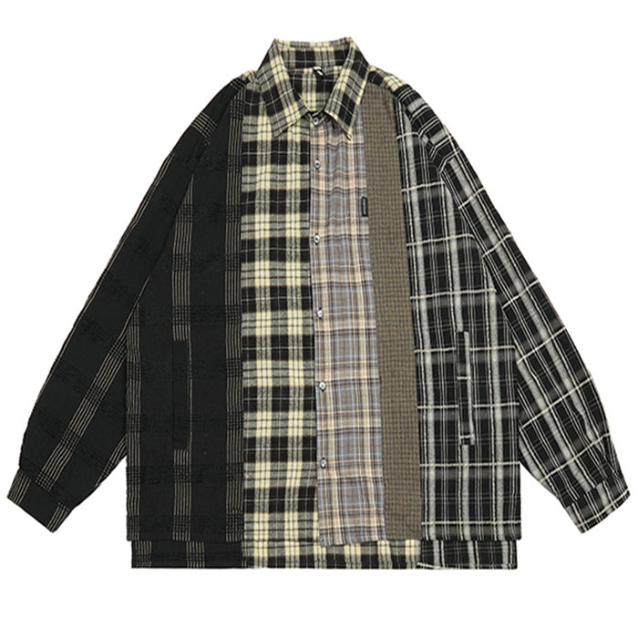 Plaid Oversized Shirt-Jackets-MAUV STUDIO-STREETWEAR-Y2K-CLOTHING