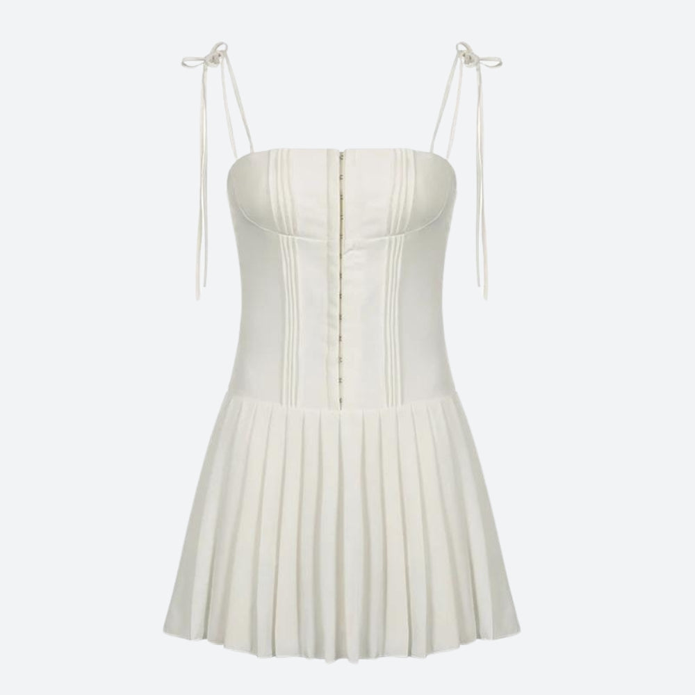 Pleated Corset Mini Dress White / XS