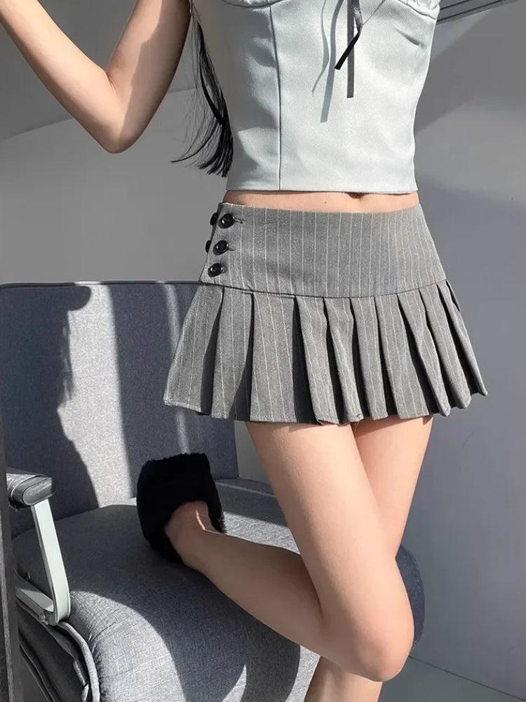Pleated Mini Skirt, Y2K mini skirt styled with a crop top