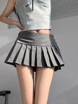 Pleated Mini Skirt, Y2K mini skirt styled with a crop top