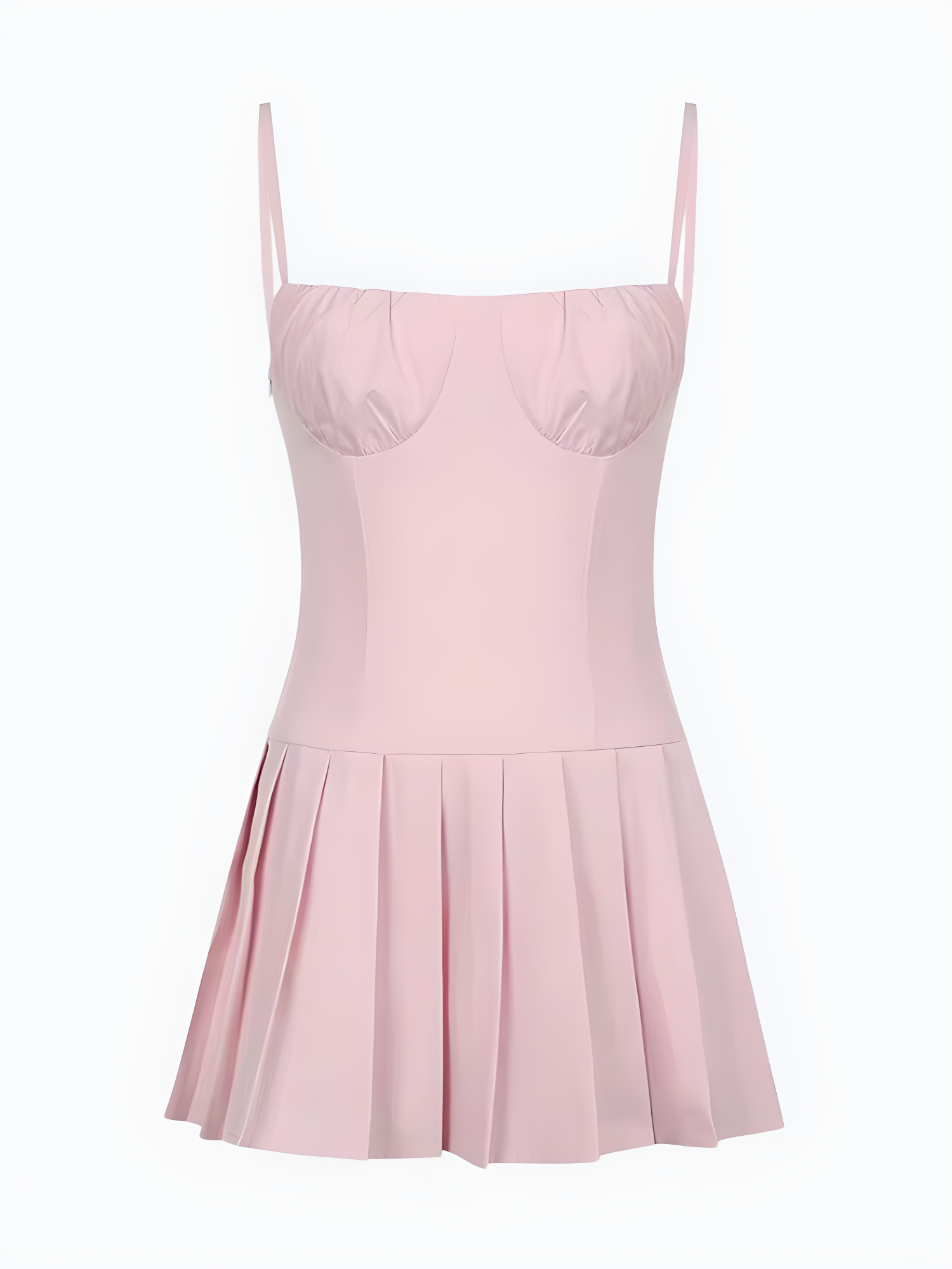 Pleated Pink Mini Dress view 4 | MAUVSTUDIO®