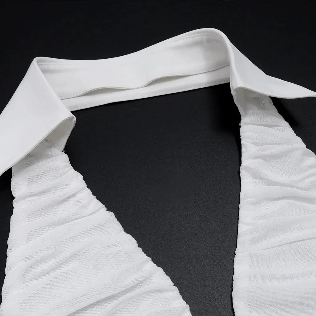 Plunge Backless Halter Top with lace trim, Y2K halter top styled with low rise bottoms