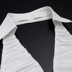 Plunge Backless Halter Top with lace trim, Y2K halter top styled with low rise bottoms