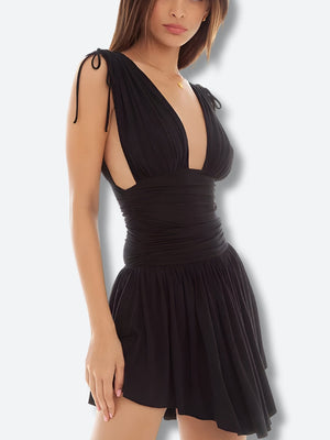 Plunge Neck Mini Dress view 7 | MAUVSTUDIO®