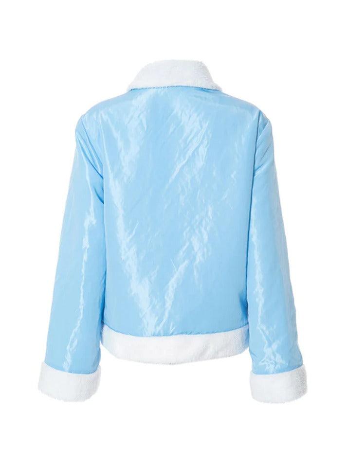 Plush Star Trim Design Jacket-Jackets-MAUV STUDIO-STREETWEAR-Y2K-CLOTHING