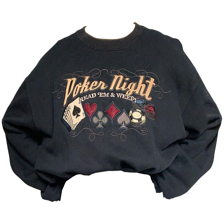 Poker Night Embroidered Sweatshirt-Sweaters-MAUV STUDIO-STREETWEAR-Y2K-CLOTHING