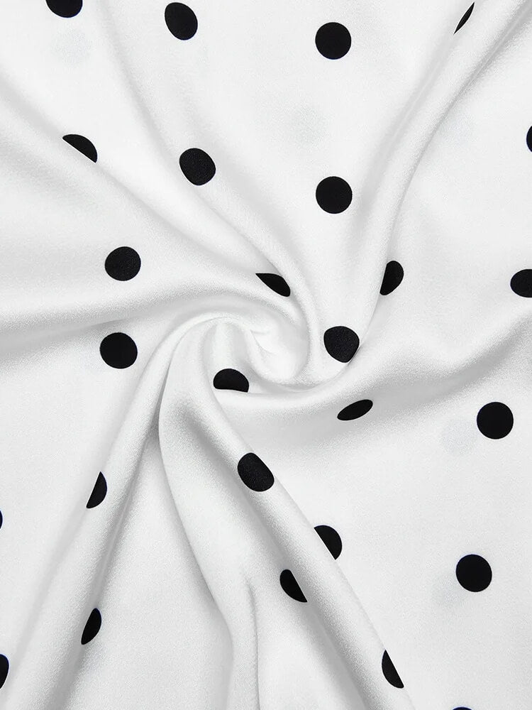 Polka Dot Lace Trim Mini Dress view 4 | MAUVSTUDIO®