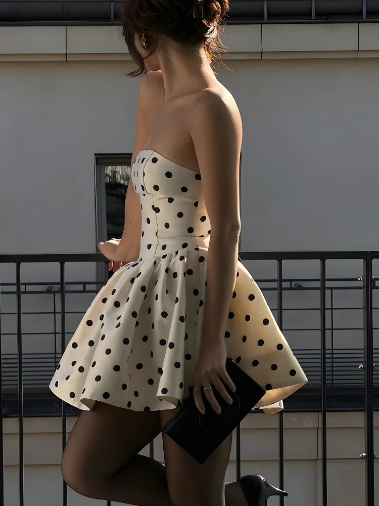 Polka Dot Preppy Mini Dress view 2 | MAUVSTUDIO®