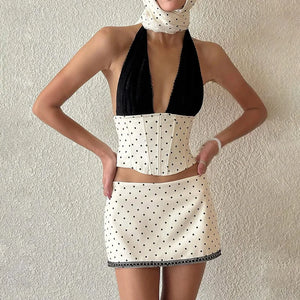 , Y2K skirt styled with a crop top