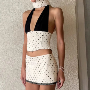 , Y2K skirt styled with a crop top