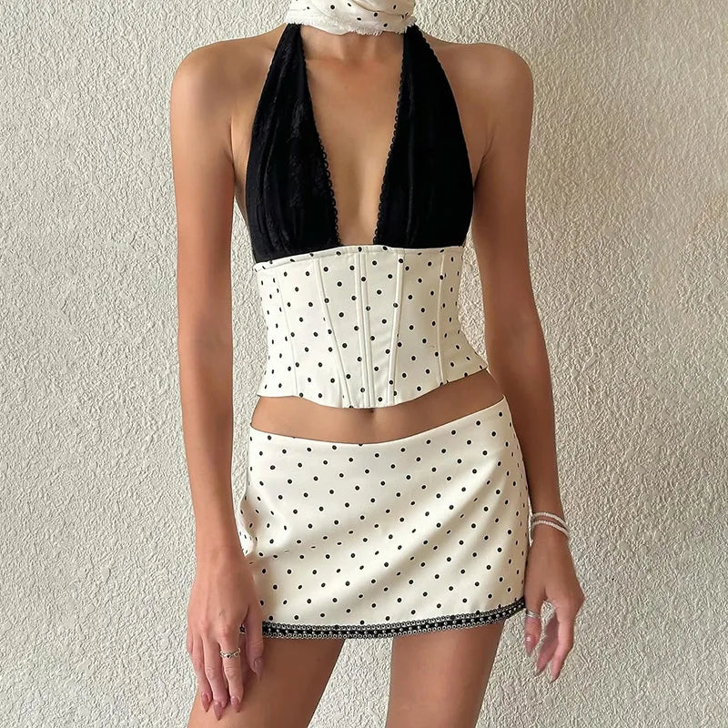 , Y2K skirt styled with a crop top