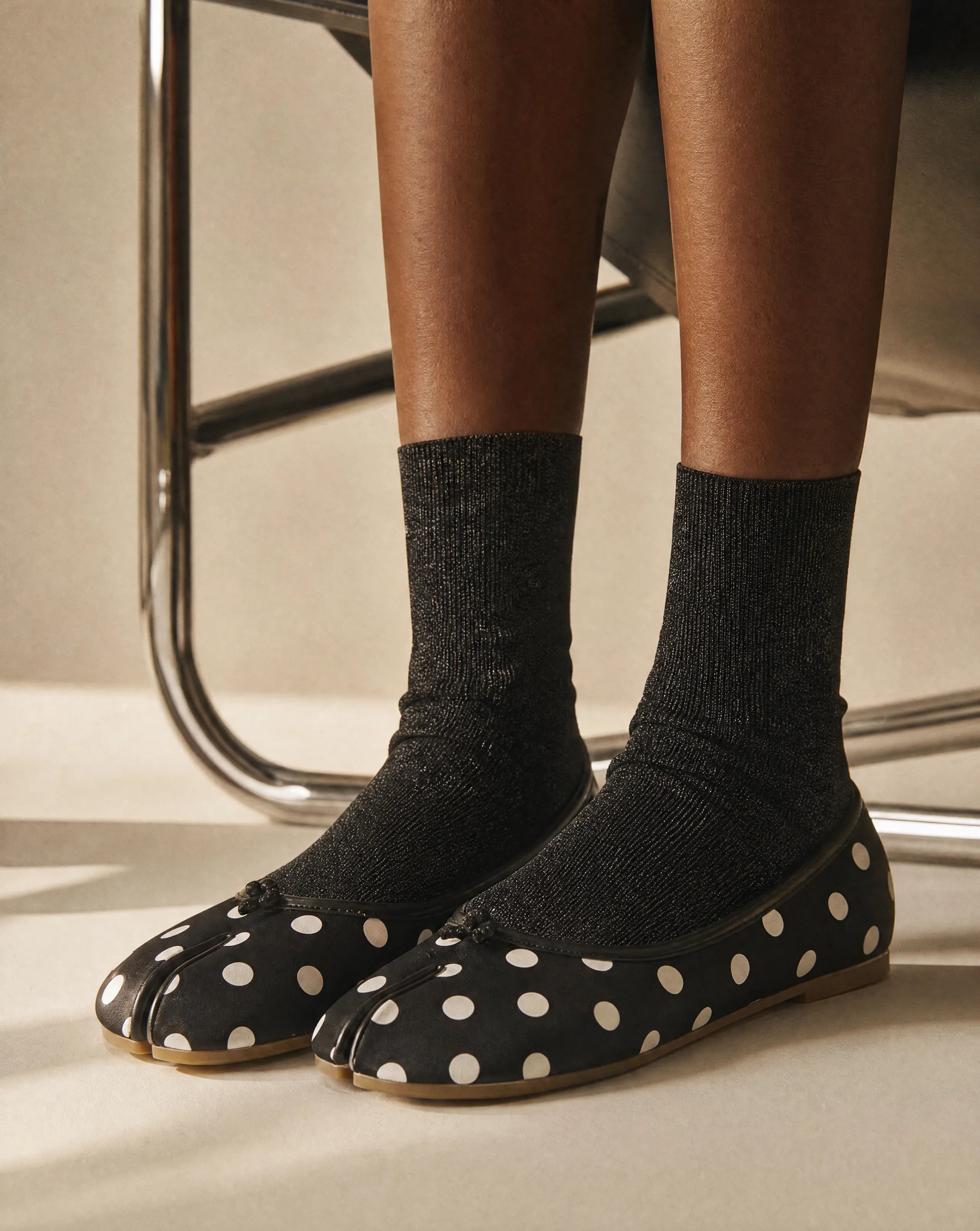 Polka Dot Split Toe Tabi Ballet Flats