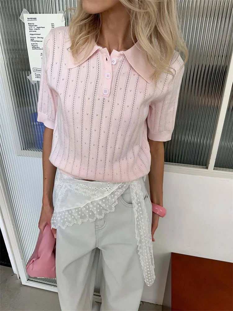 Preppy Polo Knit Top – MAUVSTUDIO®