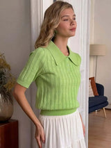 Preppy Polo Knit Top – MAUVSTUDIO®